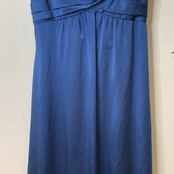 BCBGMaxAzria | Midnight Blue Satin Corset Bow Strapless Prom Wedding Dress 10 - Picture 4 of 17